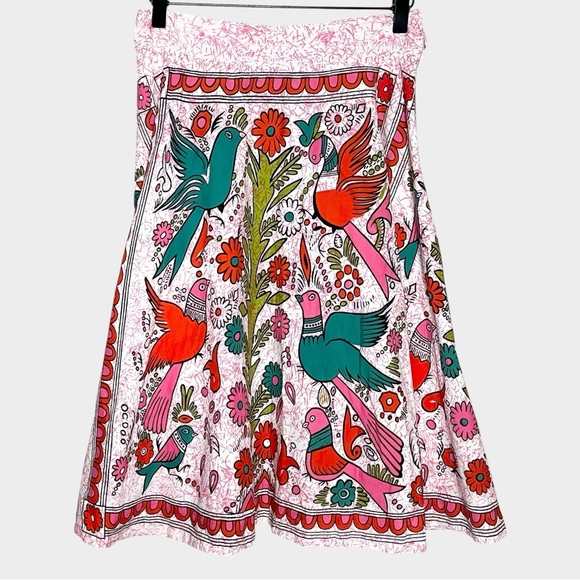 ANTHROPOLOGIE Odille Rare Vintage Otomi Folkloric Bird Skirt Size 4 Cotton - Picture 2 of 7